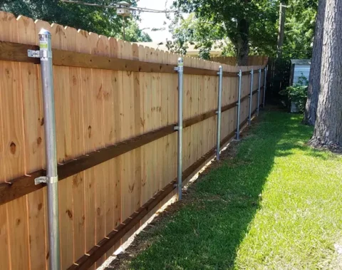 New fence after installation in large yard