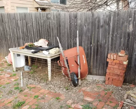 lots of junk in a back yard